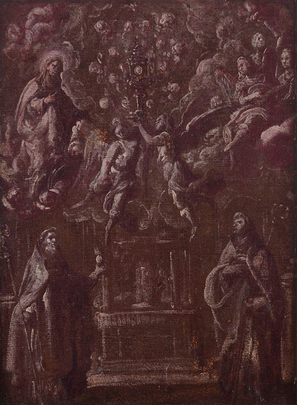 Attr. a Pietro Sorri - Santi, Vergine e Angeli in adorazione dell'Eucaristia