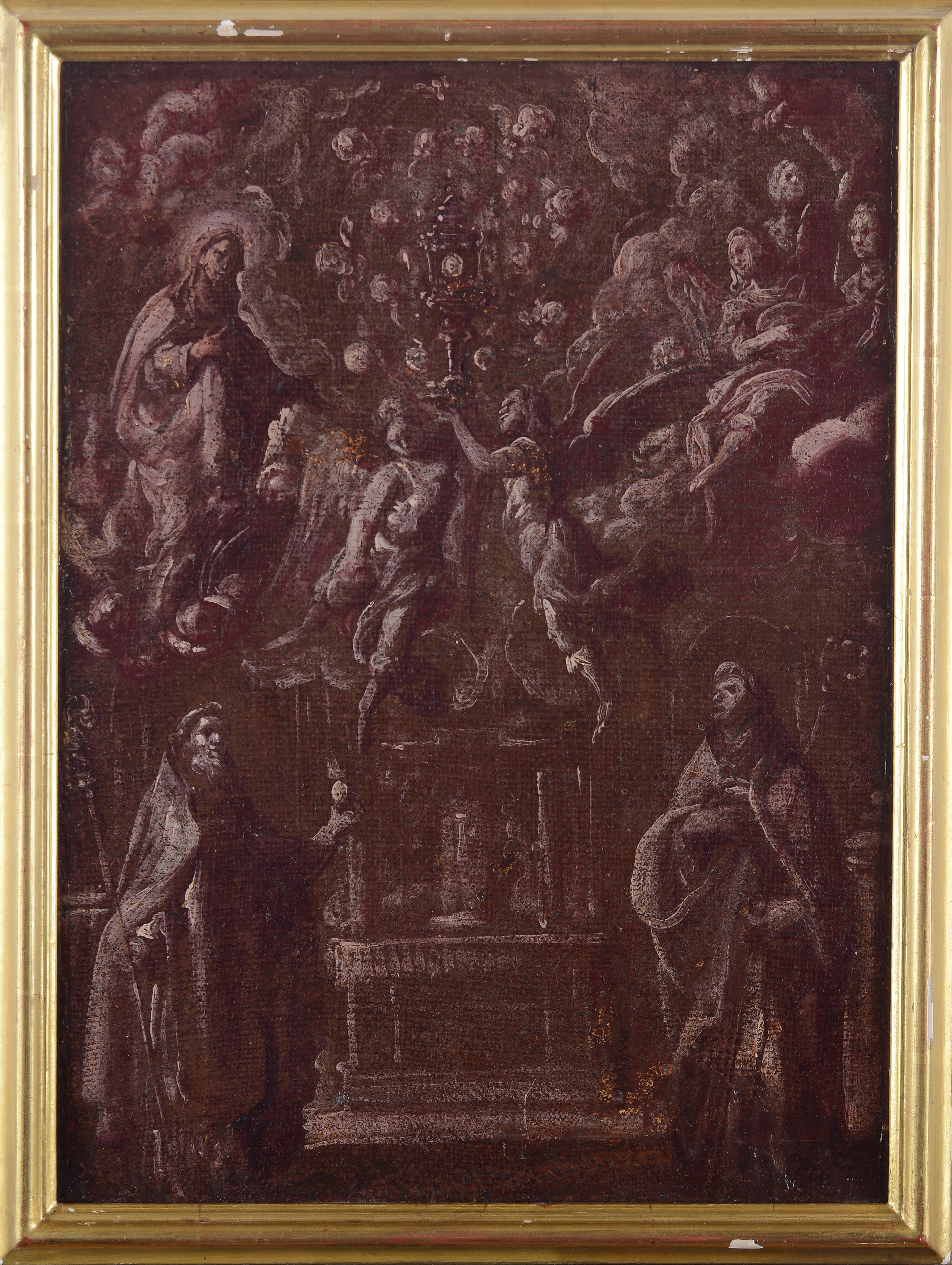 Attr. a Pietro Sorri - Attribuito a Pietro Sorri, Santi, Vergine e Angeli in adorazione dell’Euca...