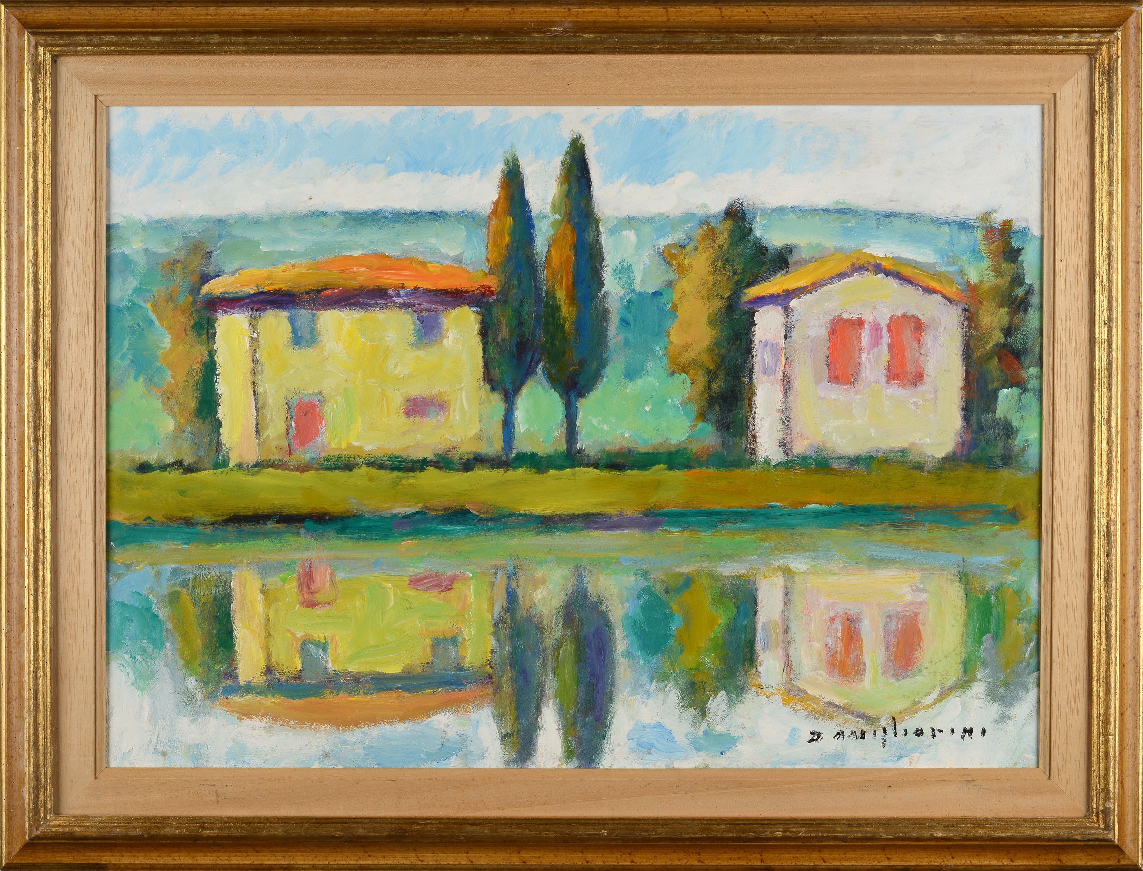 Dino Migliorini - Paesaggio, olio su faesite