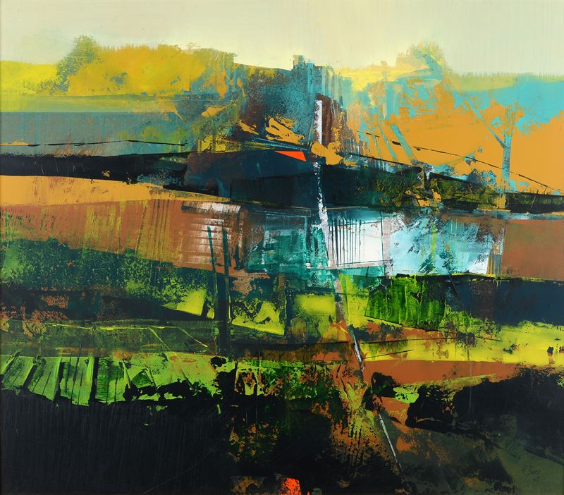 Mauro Bursi - Paesaggio, olio su masonite