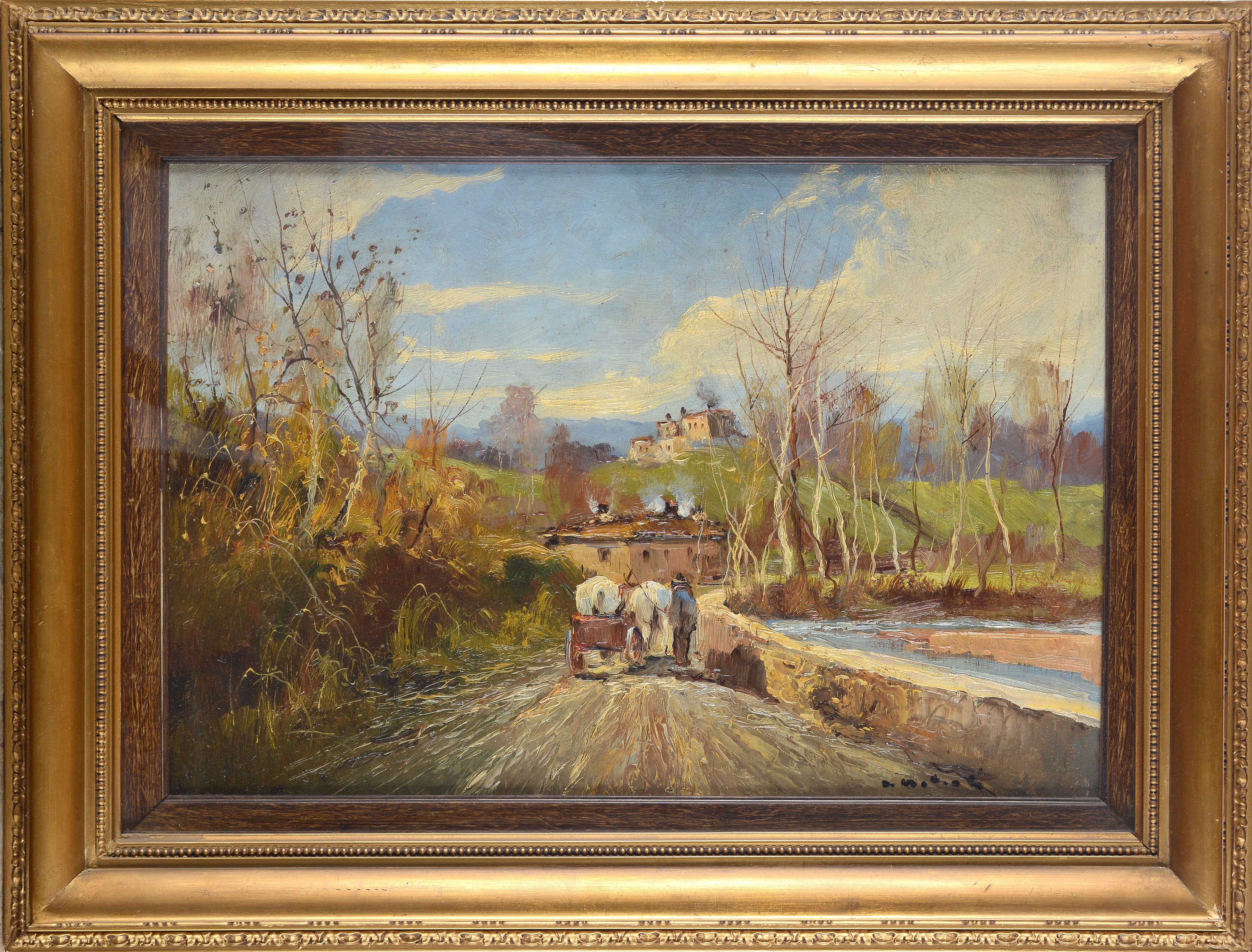 Armenio Mattioli - Ritorno dai campi, olio su tela