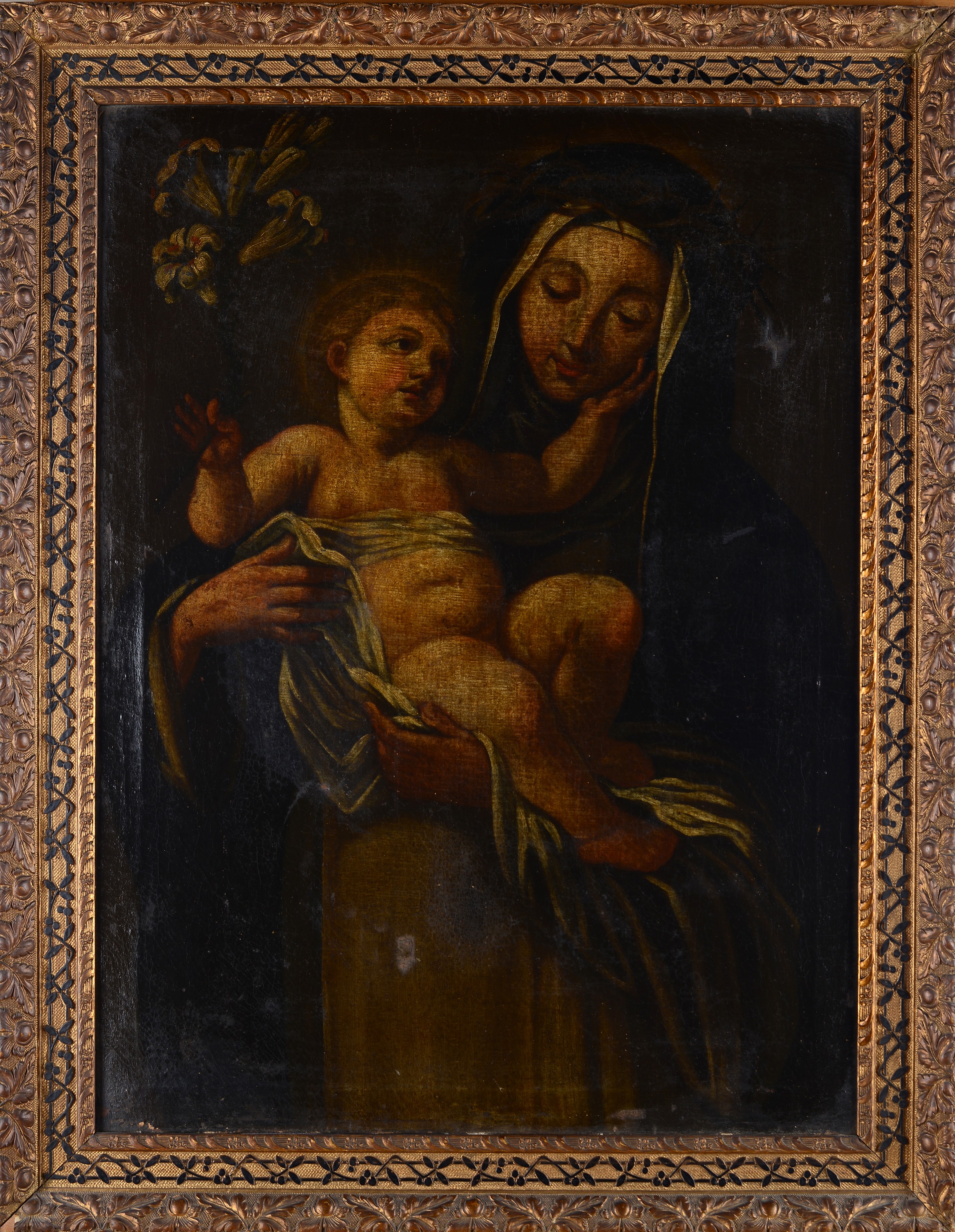 Anonimo, XVII Sec. - Anonimo del XVII secolo, Madonna con Bambino, olio su tela