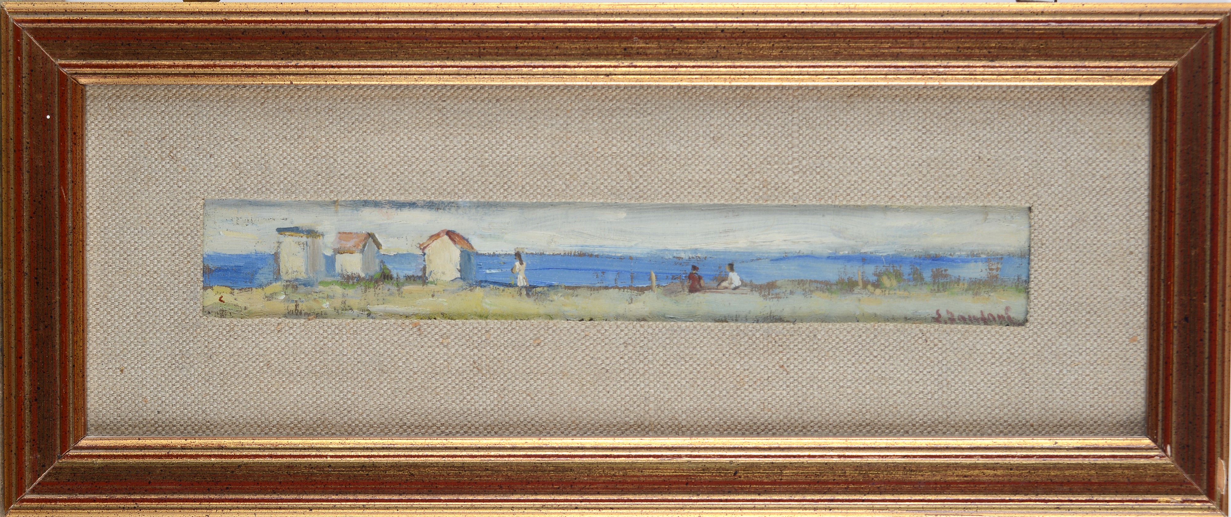 Enzo Fanfani - Sulla spiaggia, olio su tavola