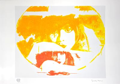 Doppio Liberty Yellow, serigrafia polimaterica e carborundum a colori
