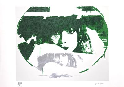 Doppio Liberty Green, serigrafia polimaterica e carborundum a colori