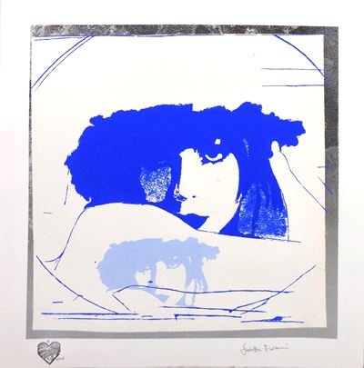Giosetta, “Doppio Liberty” Blue e azzurro, serigrafia materica con pigmento blue Klein e applicaz...