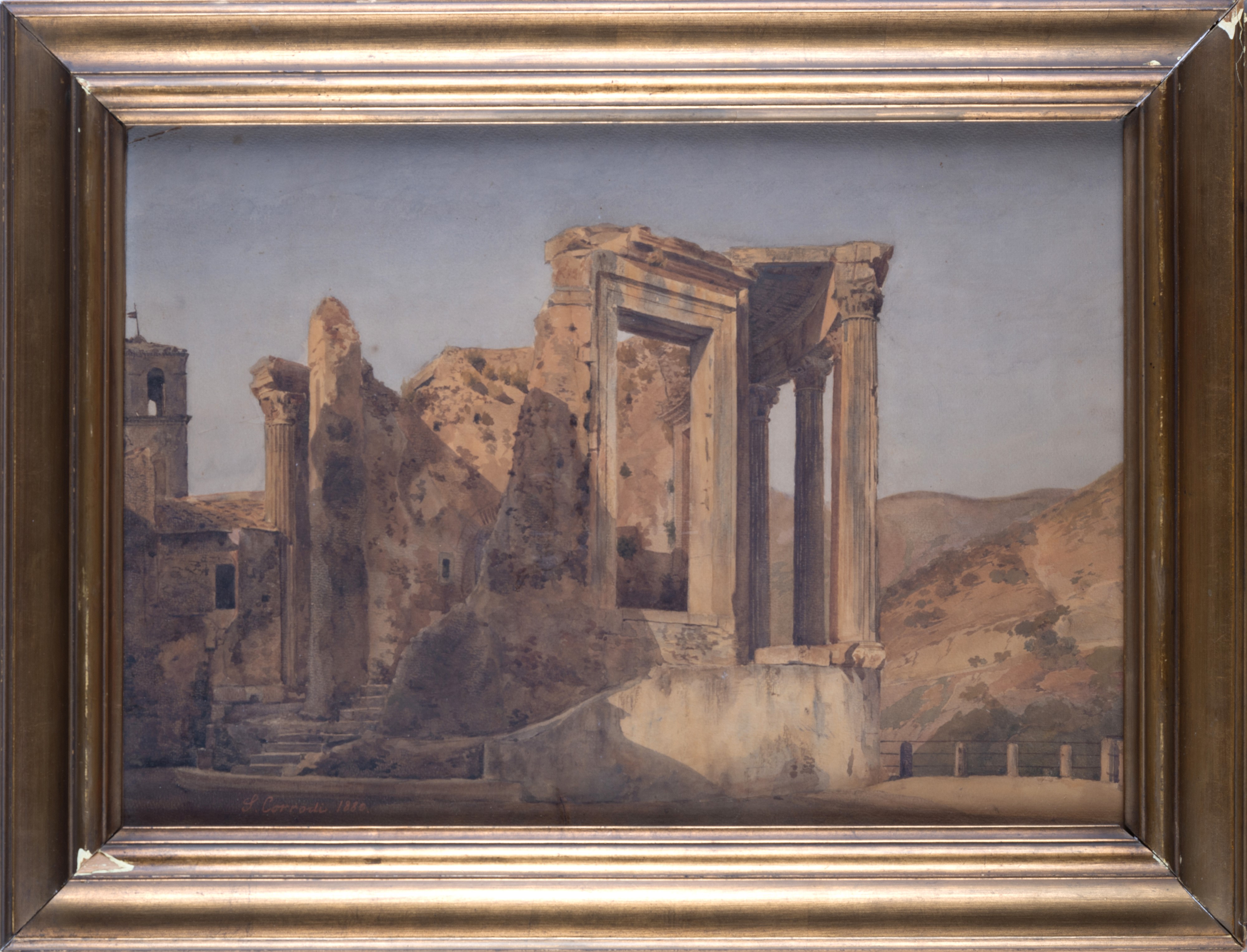Salomon Corrodi - Rovine, acquerello su carta (1880)