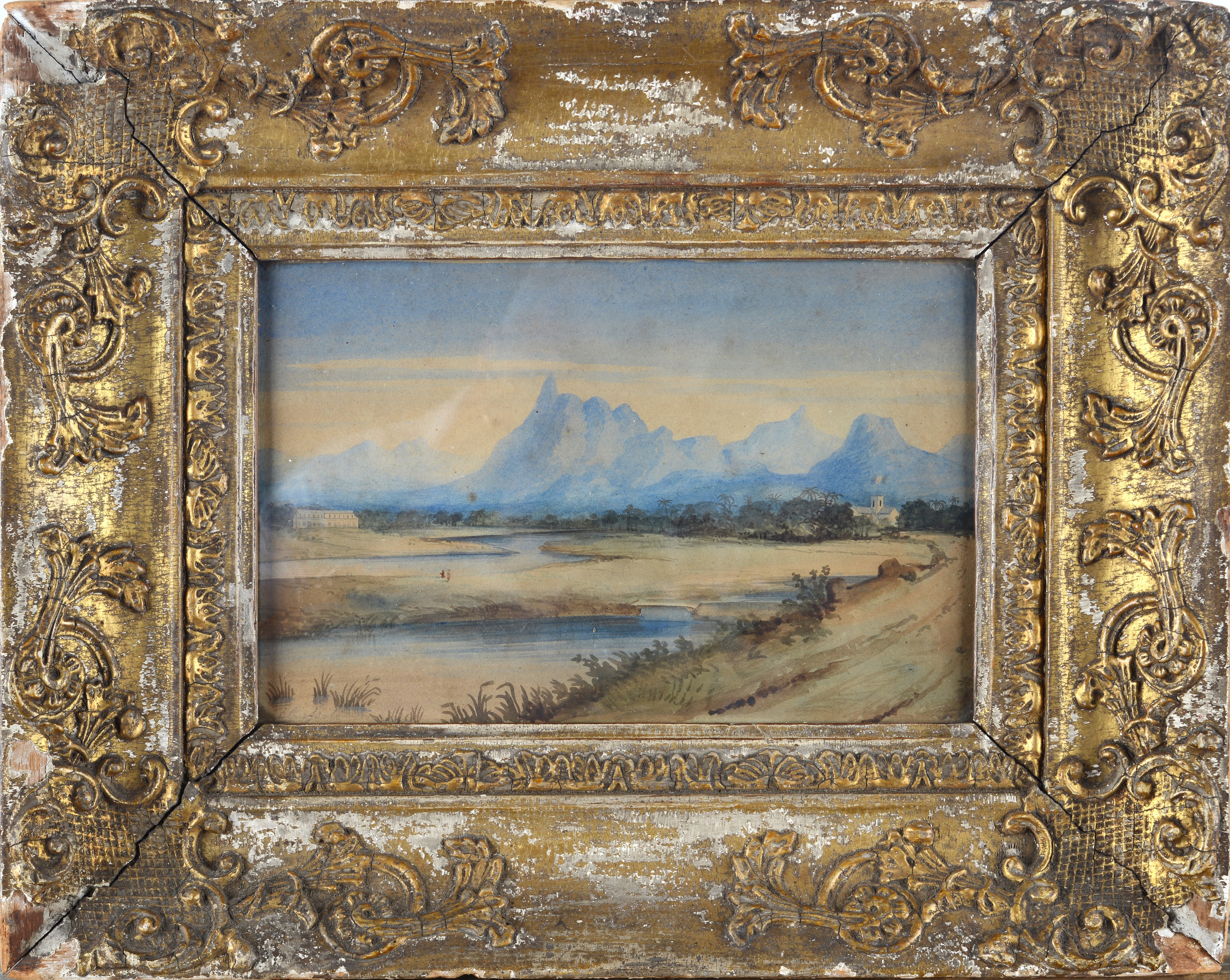 Attr. a Carlo Bossoli - Paesaggio, acquerello su carta