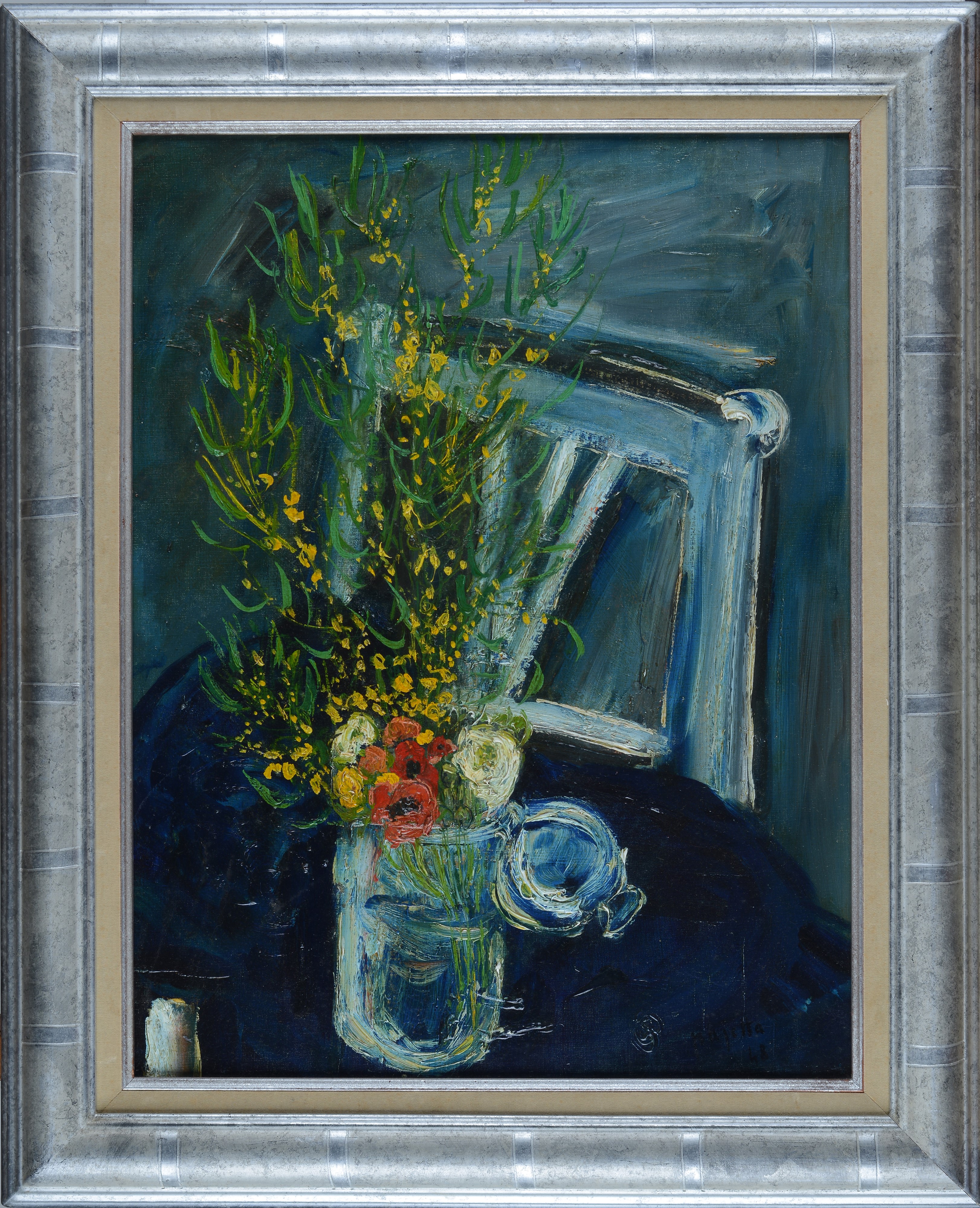 Guido Pajetta - Vaso con fiori, olio su tela (1948)