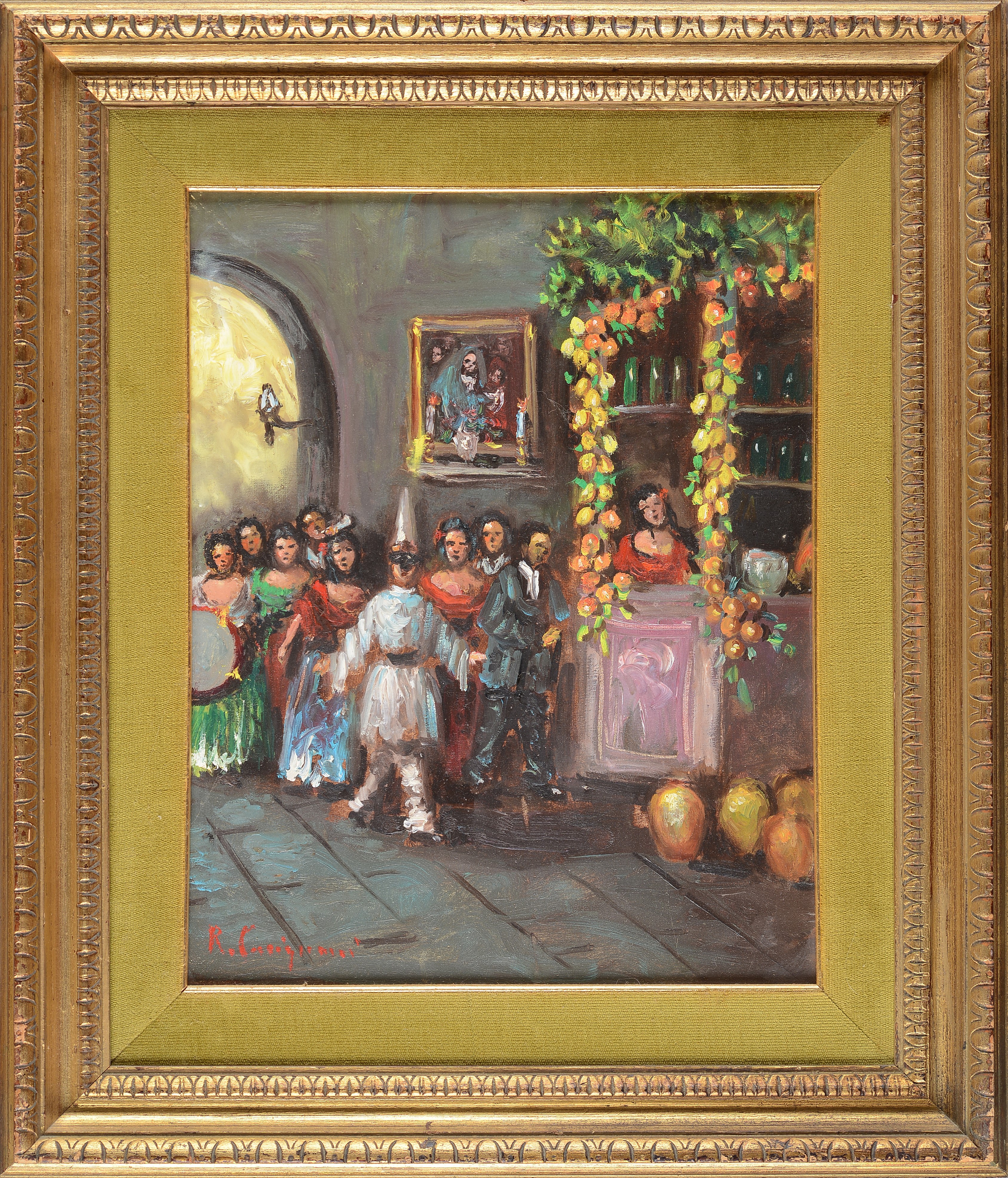 Roberto Carignani - Carnevalata, olio su tela
