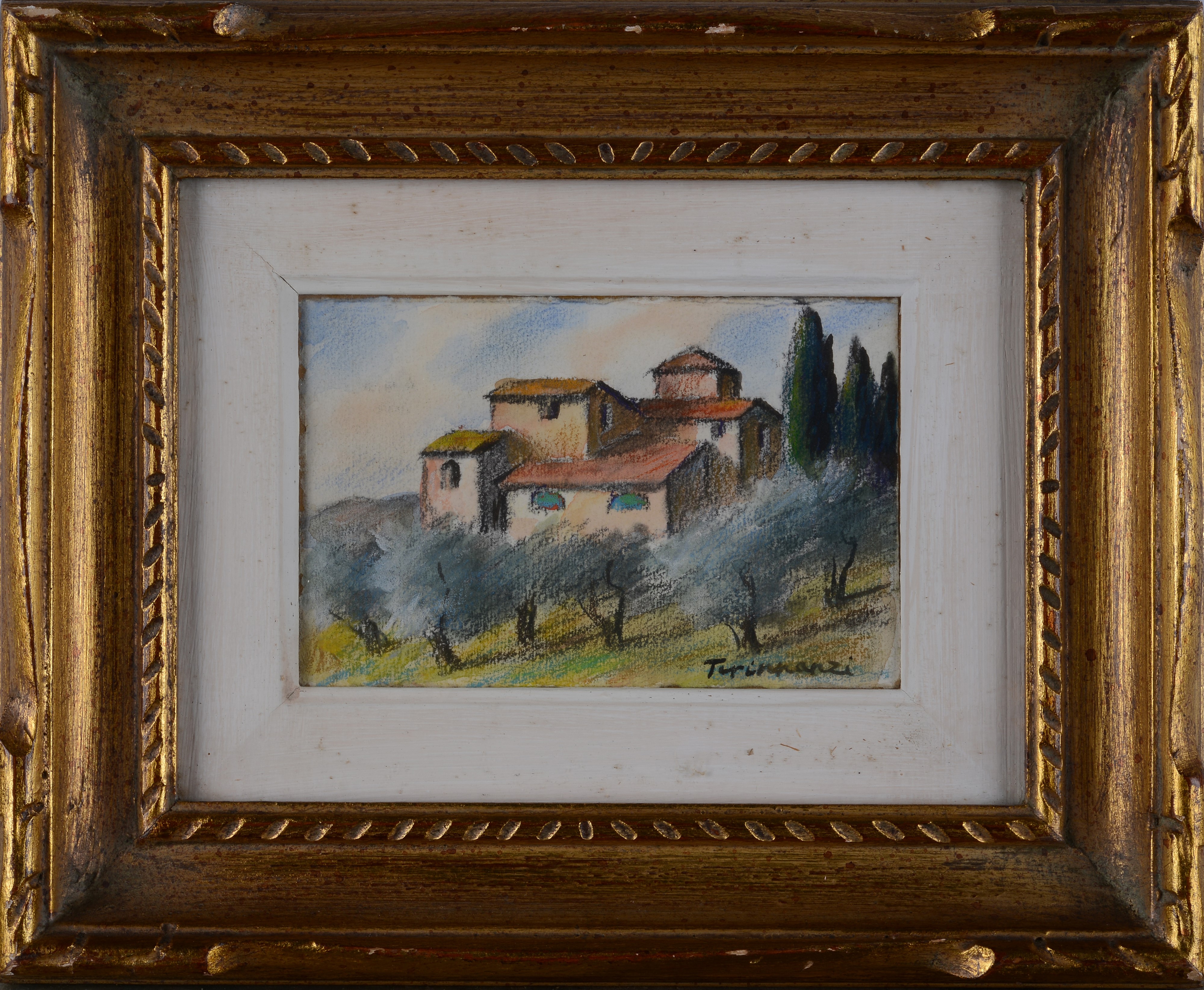 Nino Tirinnanzi - Paesaggio, tecnica mista su cartoncino