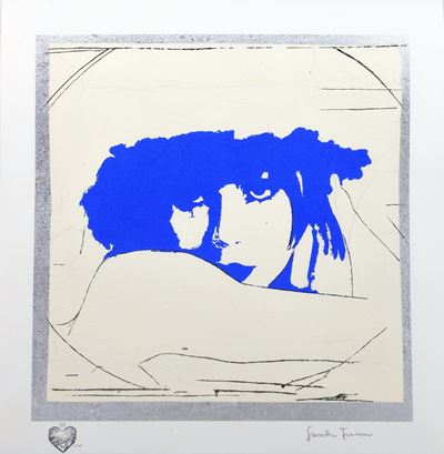 Doppio Liberty Blue, serigrafia materica con pigmento Blue Klein