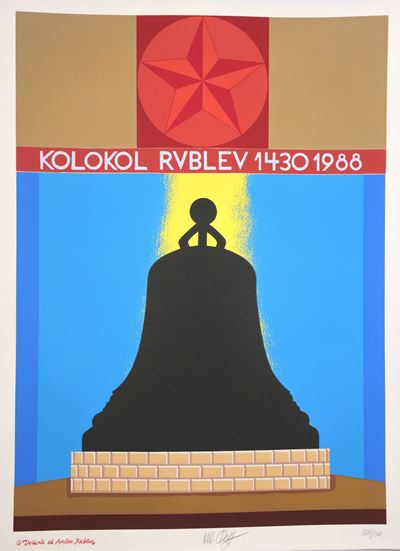 Dedicato ad Andrey Rublev, serigrafia su carta Arches con elementi fustellati