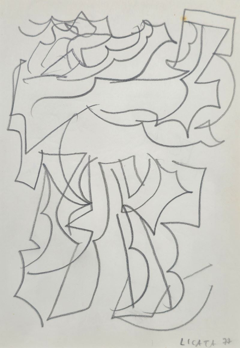 Riccardo Licata - Senza titolo (pastelli su carta), 1977