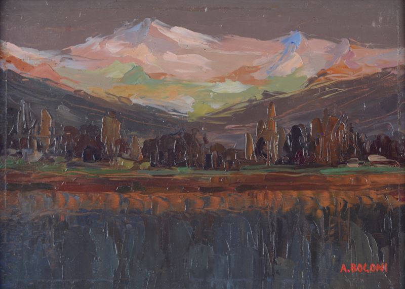 Adriano Bogoni - Lago di Garda, olio su legno