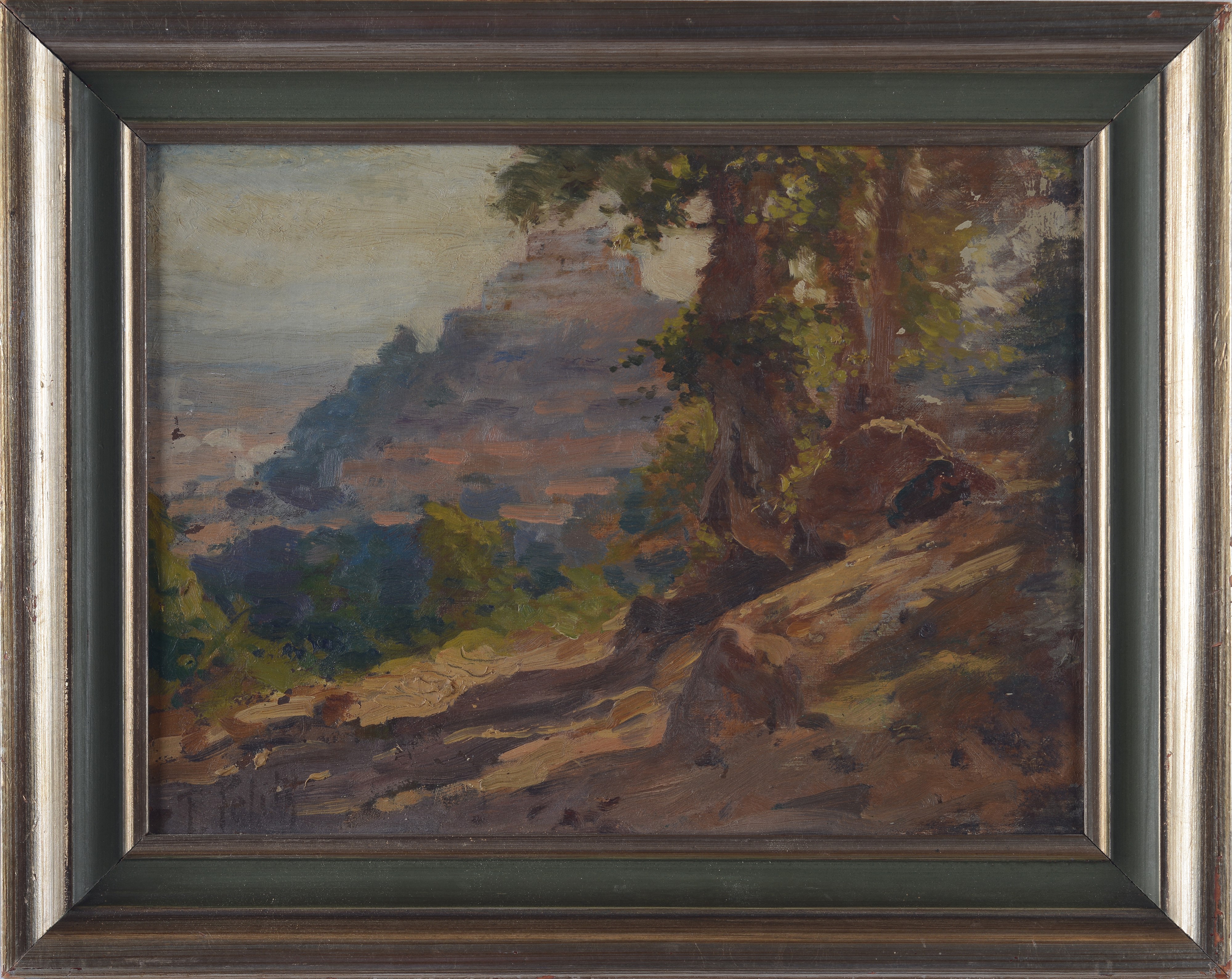 Filiberto Petiti - Paesaggio, olio su cartone
