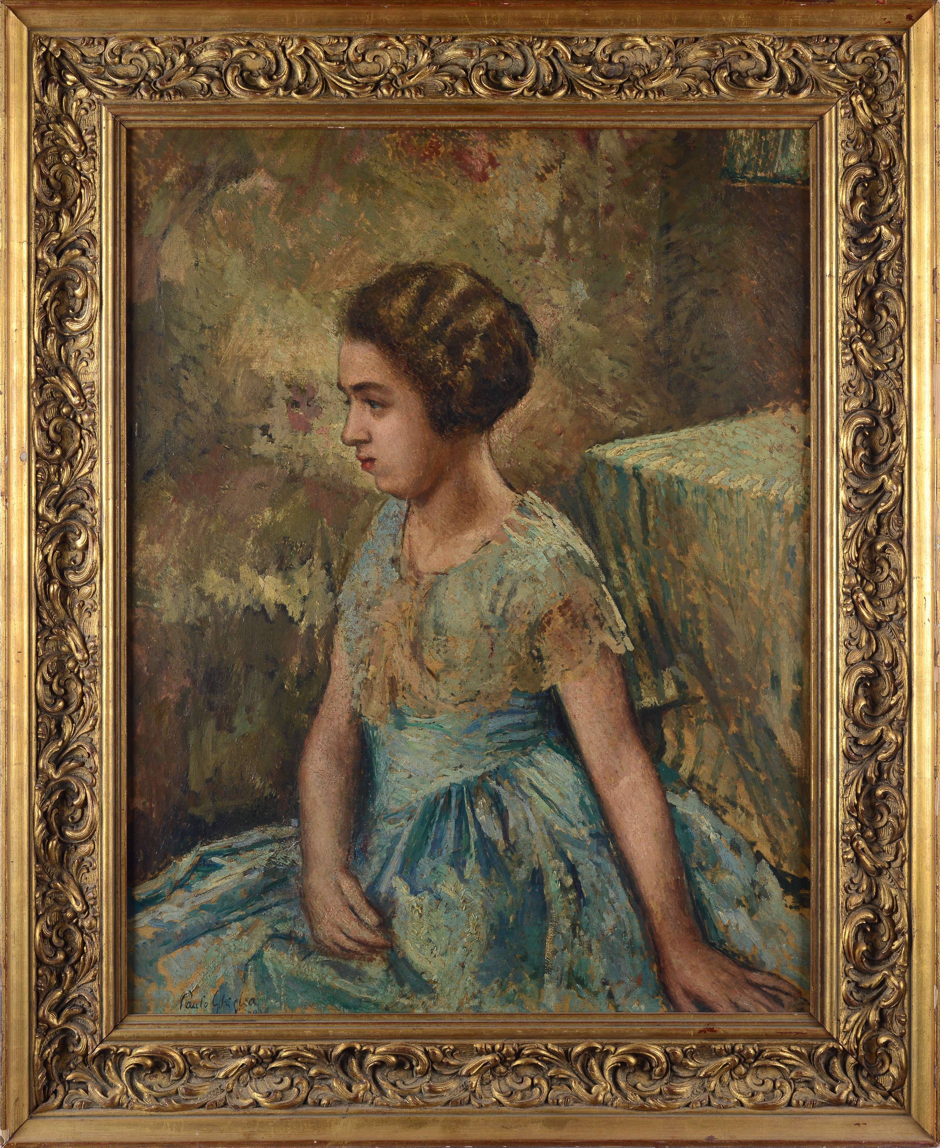 Paulo Ghiglia - Ritratto di fanciulla, olio su tela