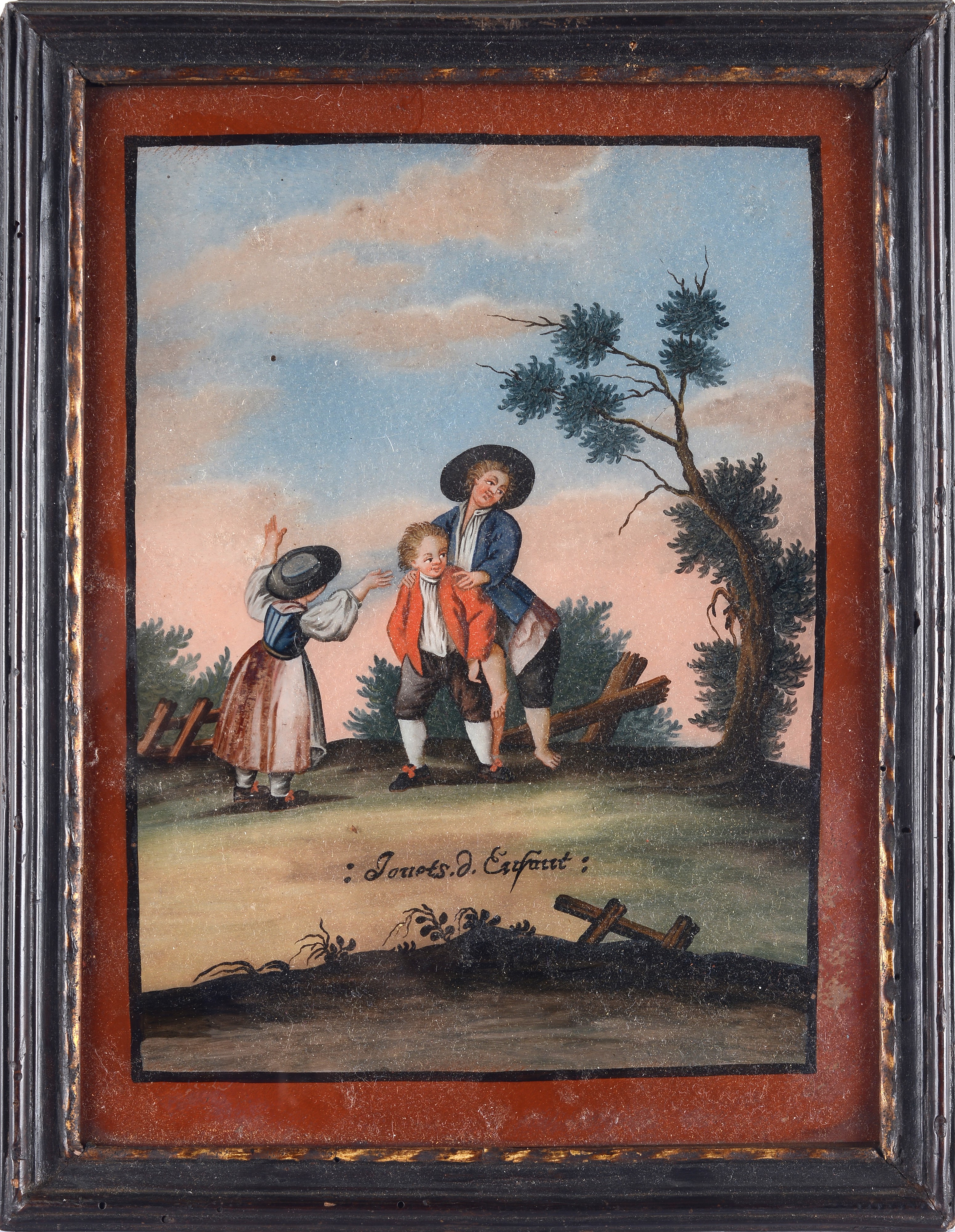 Dipinti sottovetro (8), Ritratti e paesaggi con figure, XVIII secolo