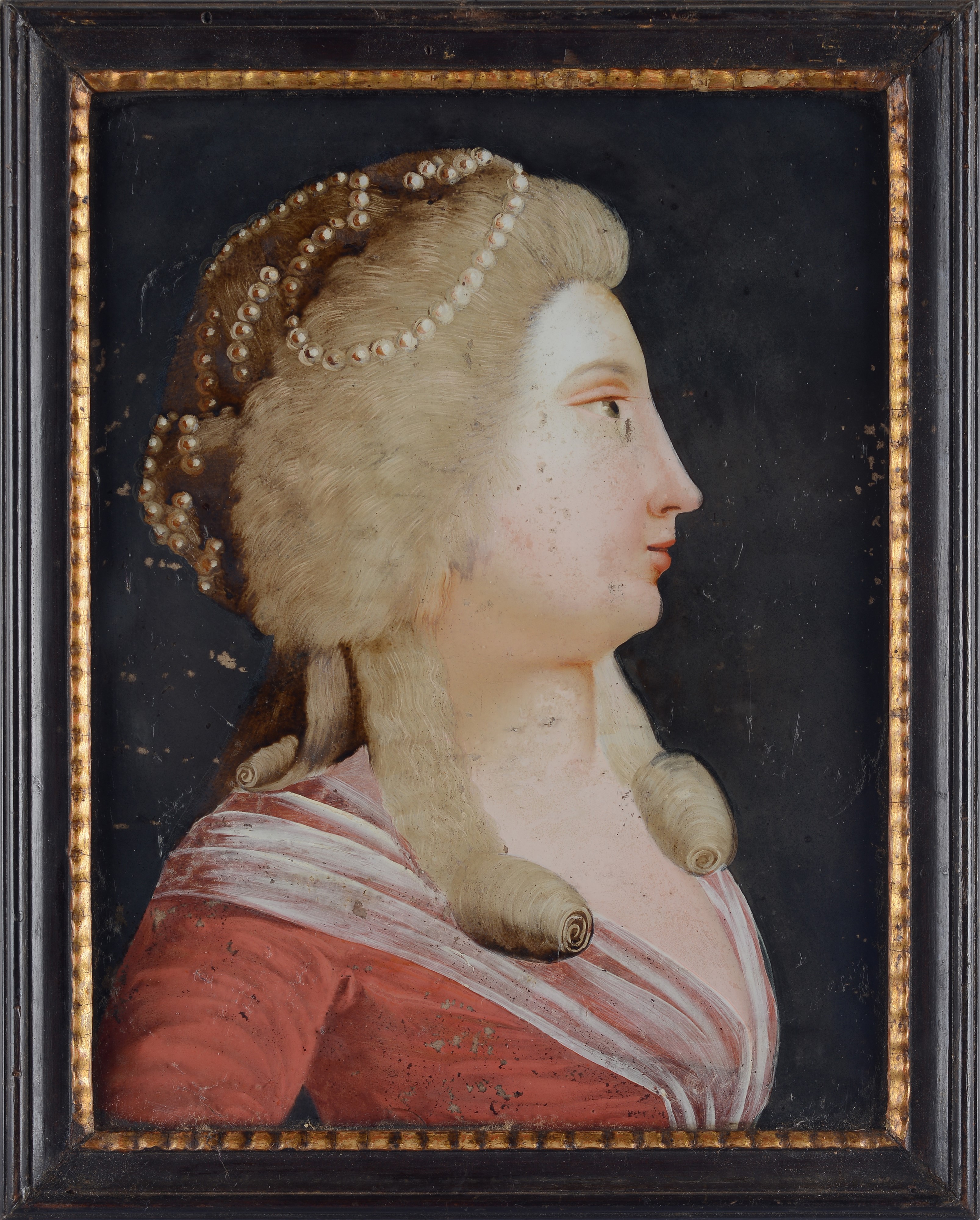 Dipinti sottovetro (8), Ritratti e paesaggi con figure, XVIII secolo