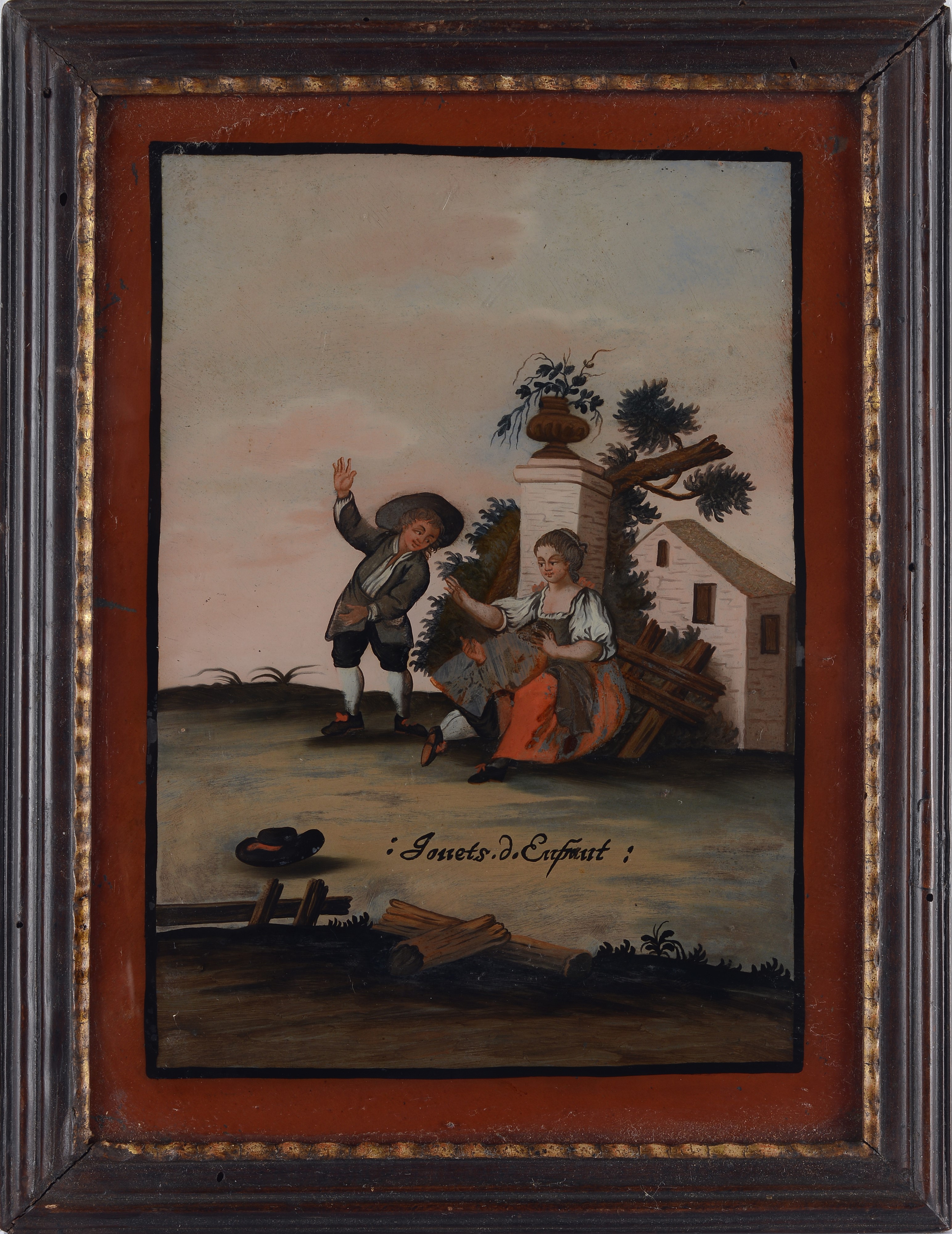 Dipinti sottovetro (8), Ritratti e paesaggi con figure, XVIII secolo