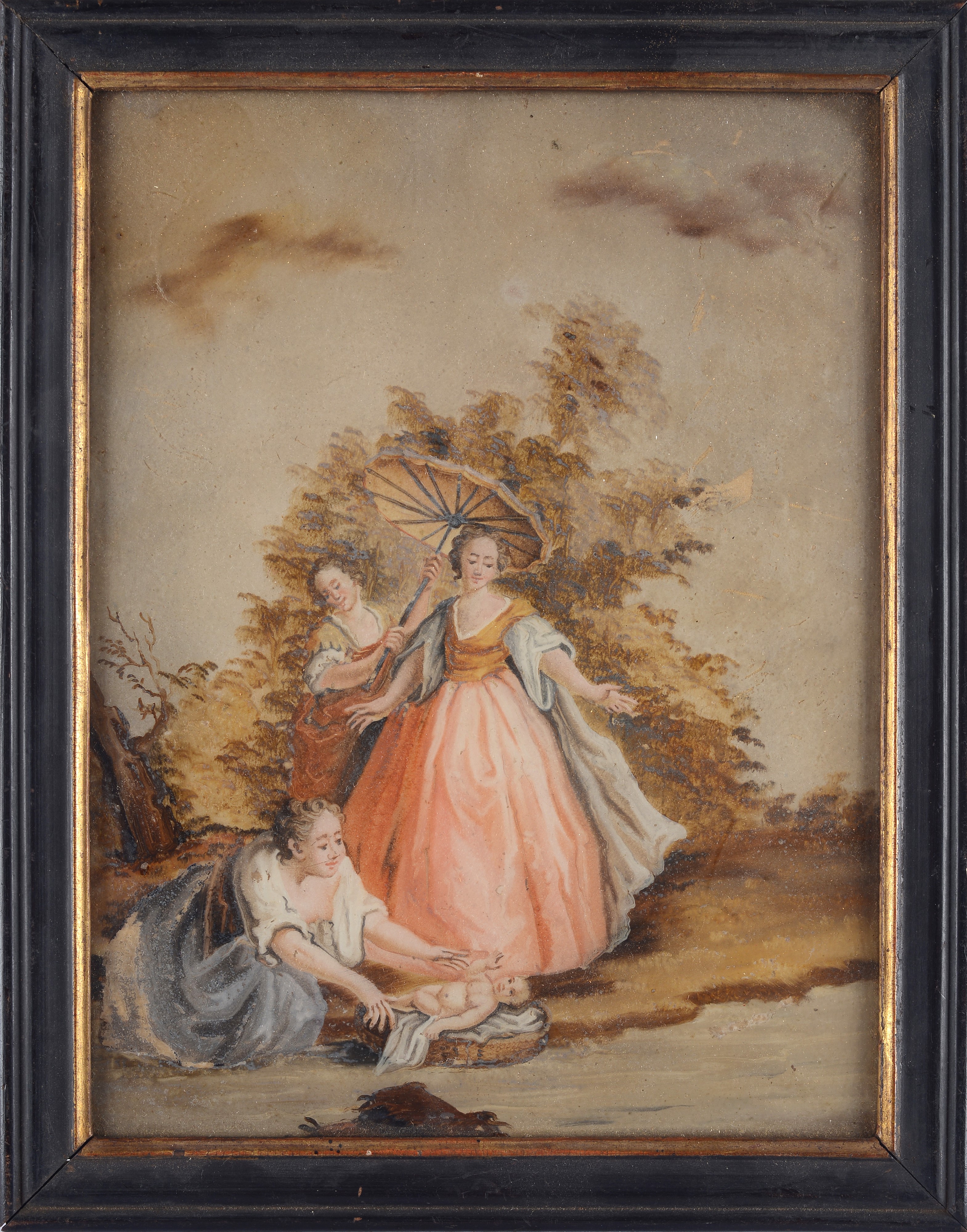 Dipinti sottovetro (8), Ritratti e paesaggi con figure, XVIII secolo