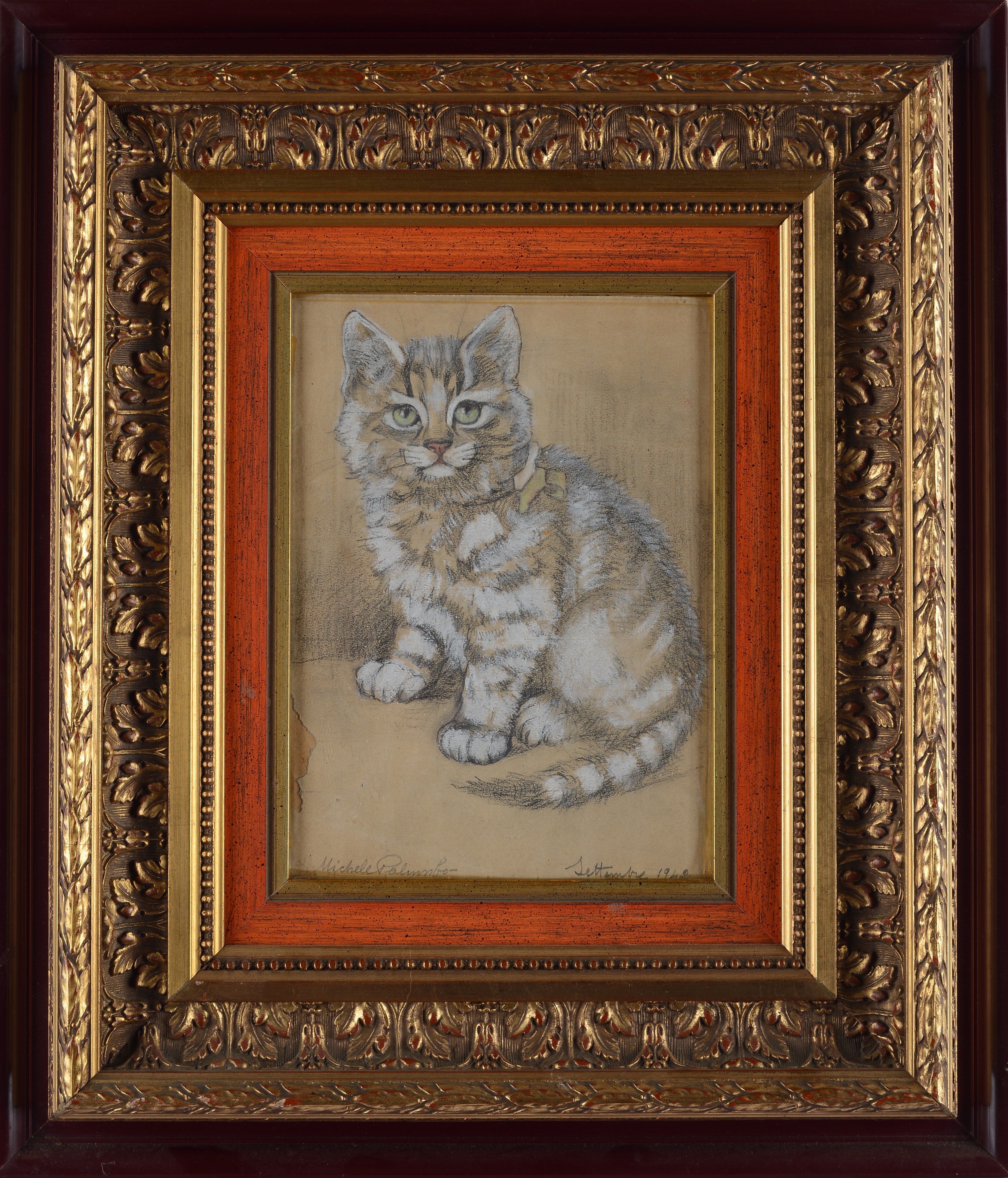 Michele Palumbo - Gatto, matita e pastelli su carta (1942)