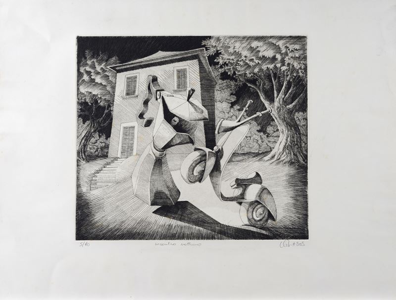 Abraham Clet - Incontro notturno, litografia (2005)