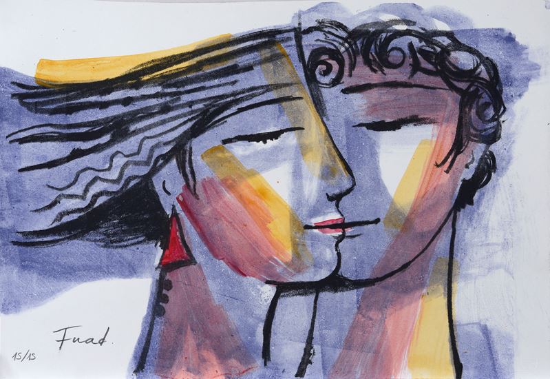 Fuad Aziz - Bacio, litografia