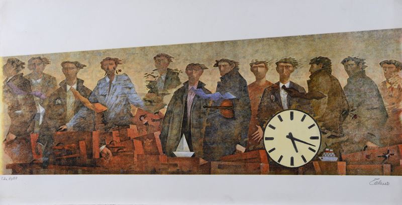 Giampaolo Talani - Affresco (litografia, firma in basso a destra, tiratura indicata)