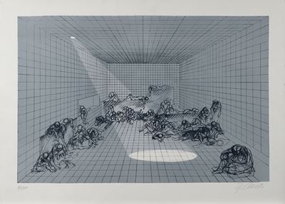 Grande interno metafisico, litografia