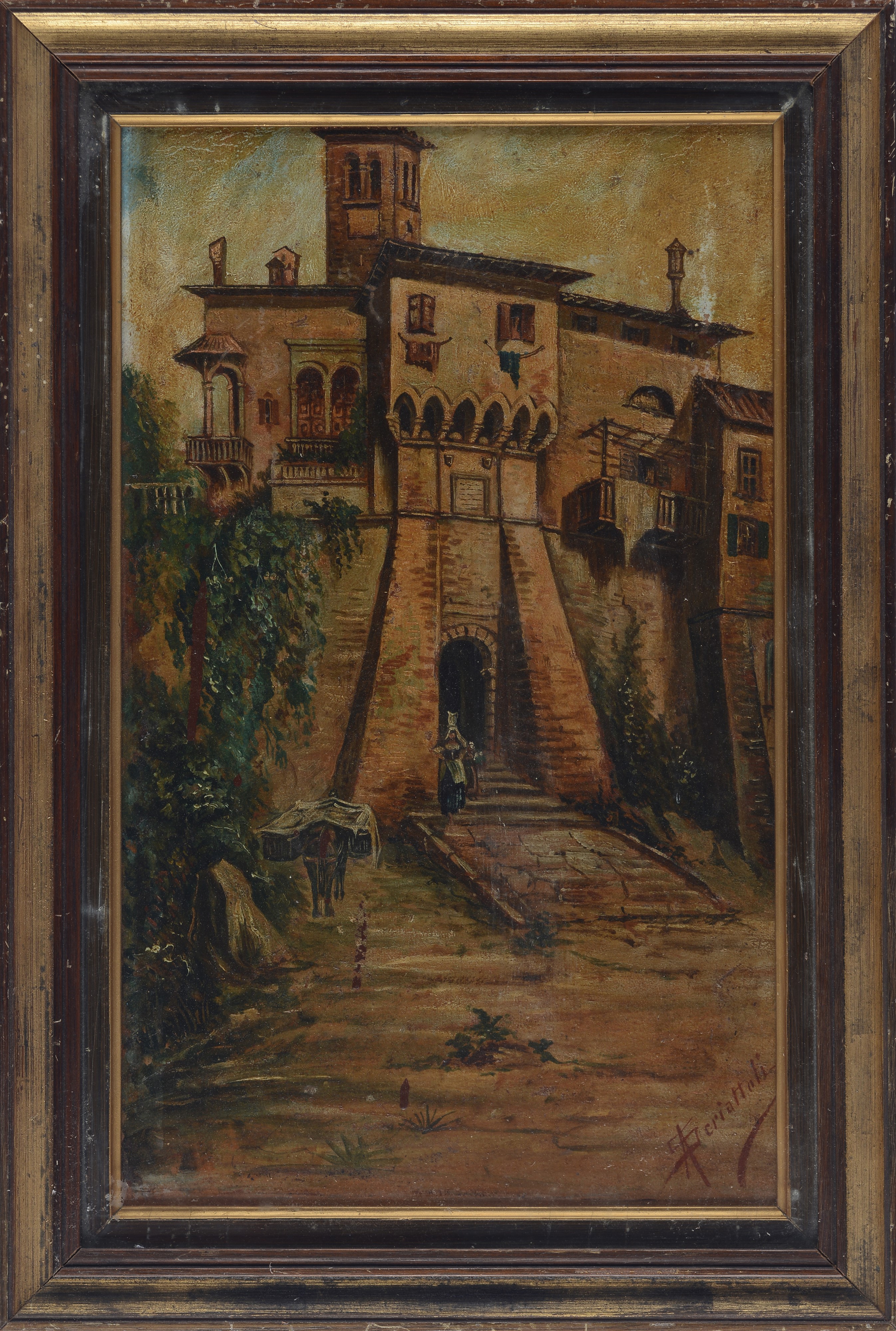 Anonimo, XIX Sec. - Anonimo del XIX secolo, Castello e figure