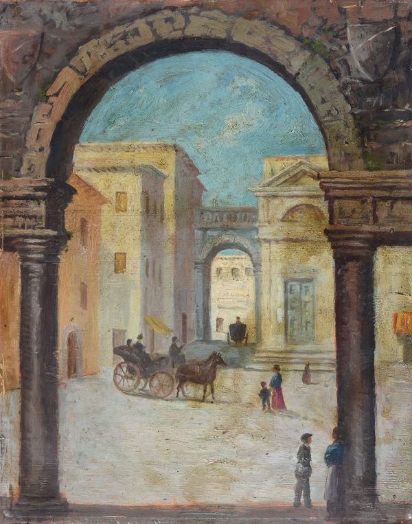 Anonimo, XX sec. - Scorcio di piazza