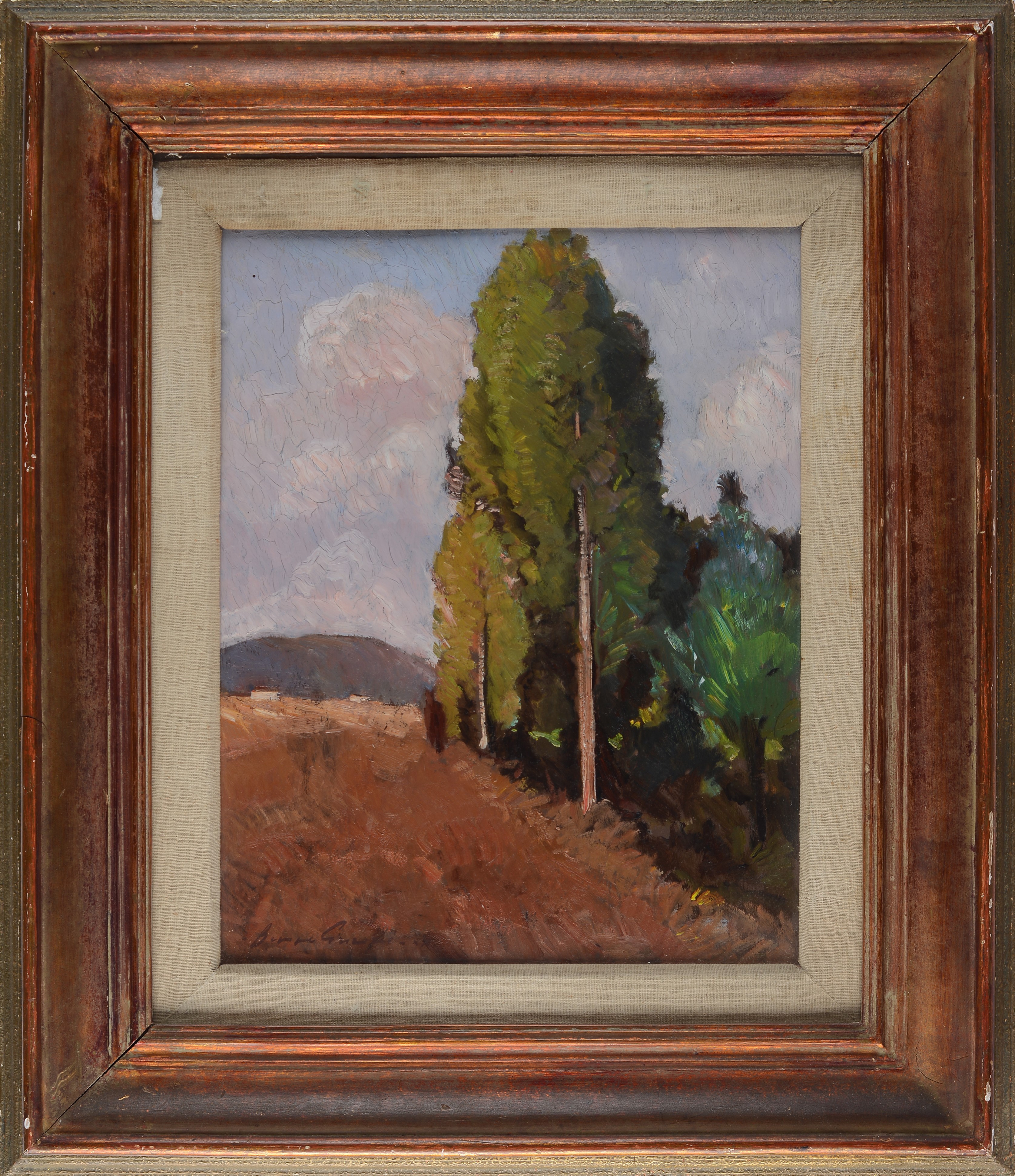 Beppe Guzzi - Alberi, olio su compensato (1949)