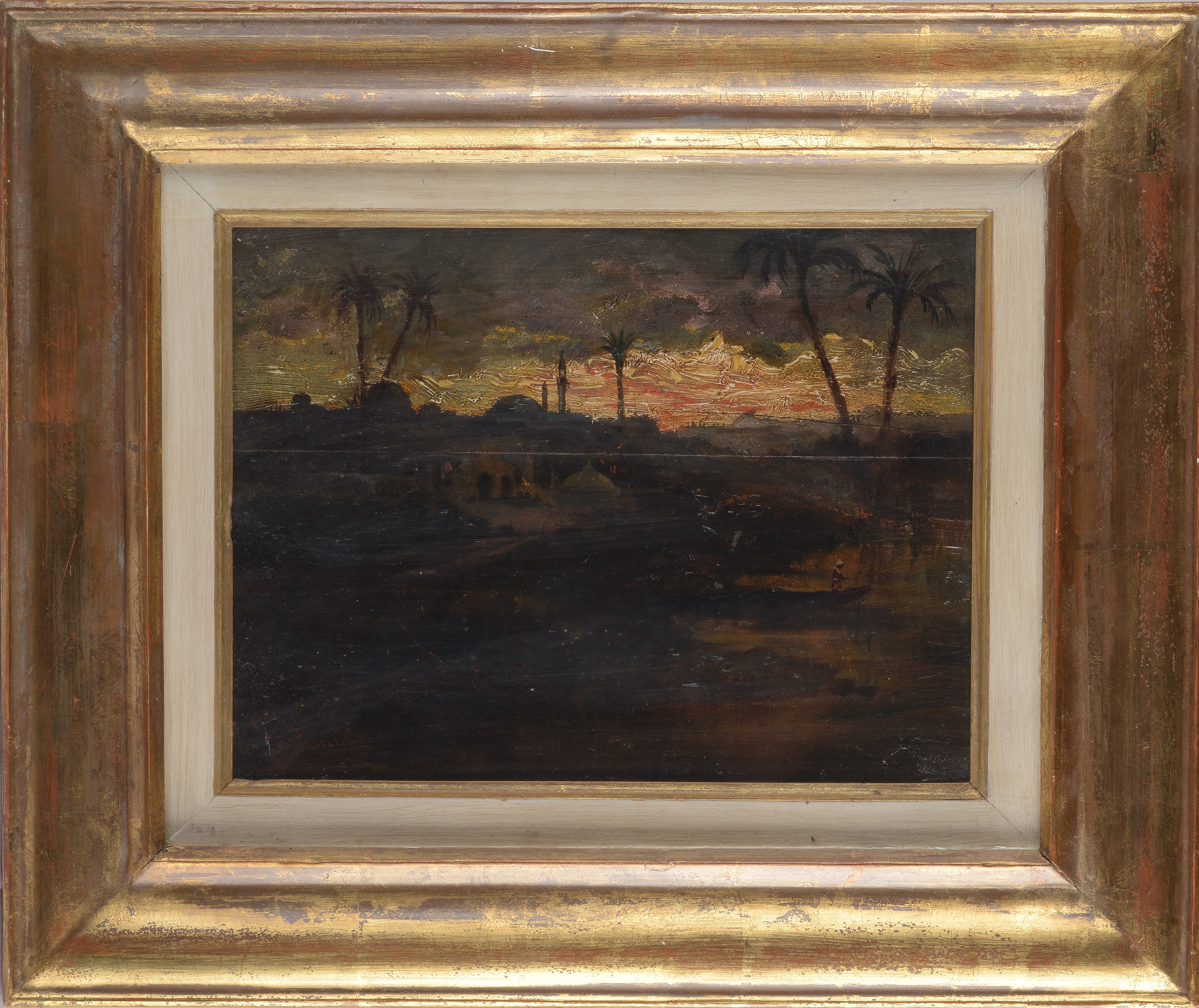 Achille Vertunni - Paesaggio orientale, olio su tavola