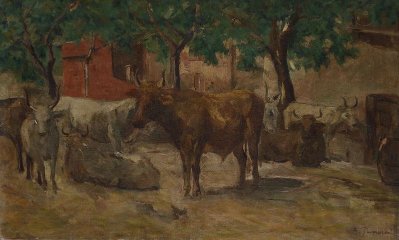 Ruggero Panerai - Buoi a riposo, olio su tela