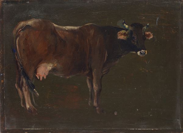 Adolfo Scarselli - Mucca nella stalla