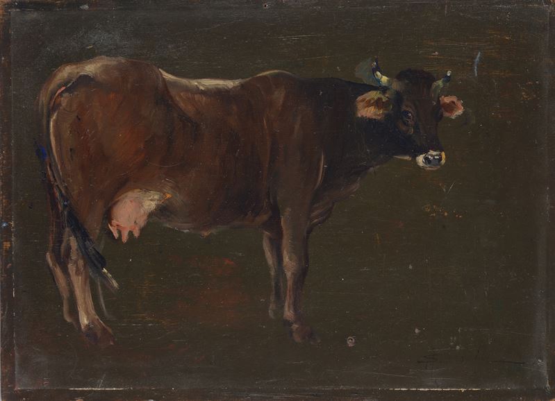 Adolfo Scarselli - Mucca nella stalla