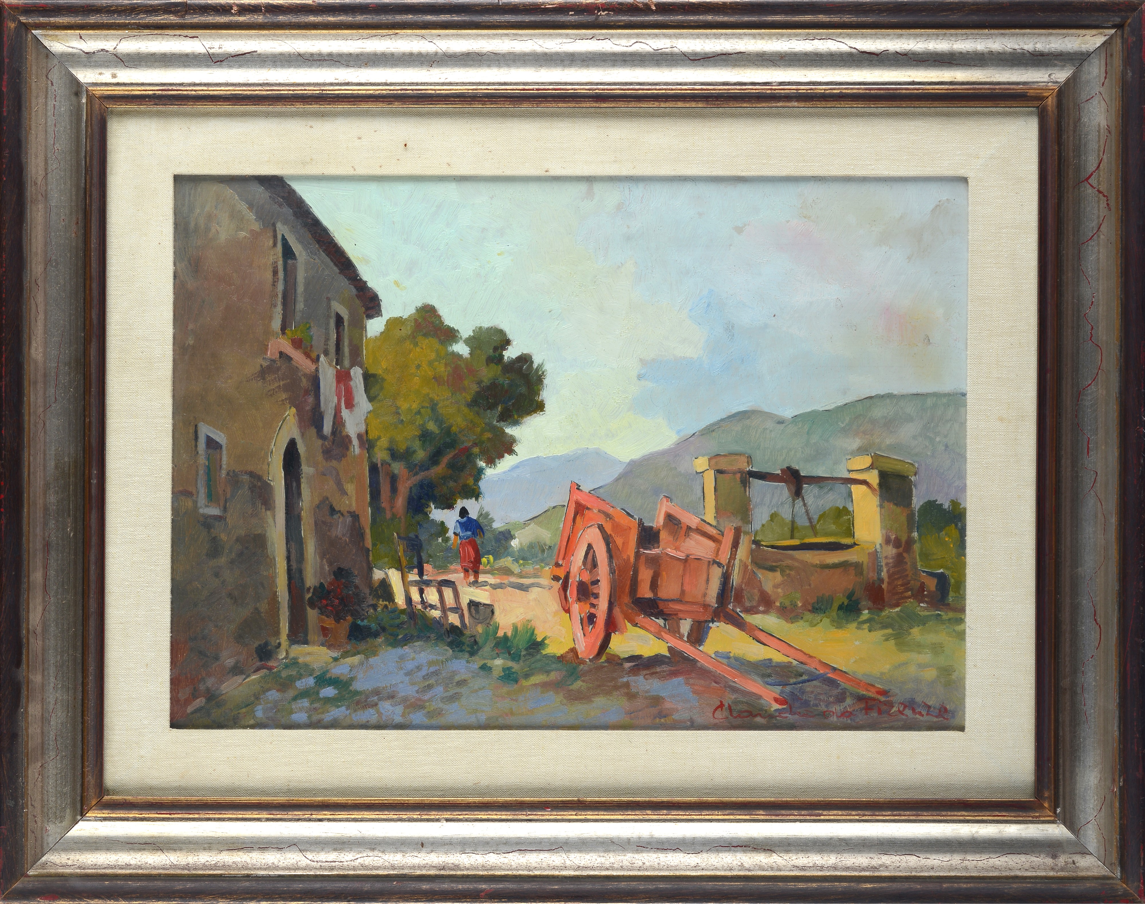 Claudio da Firenze - Motivo in campagna, olio su faesite