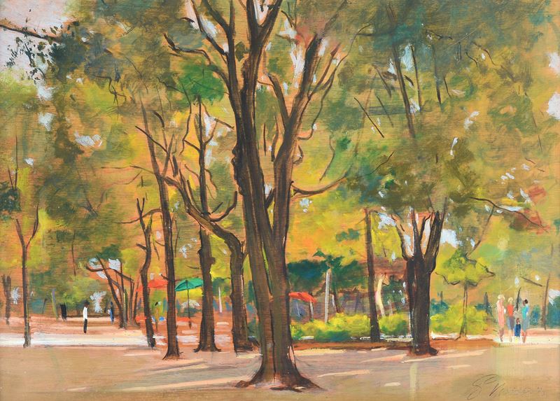 S. Vaccari - Piazza con alberi