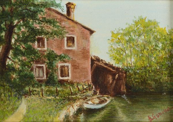 Anonimo, XX sec. - Casa sul fiume