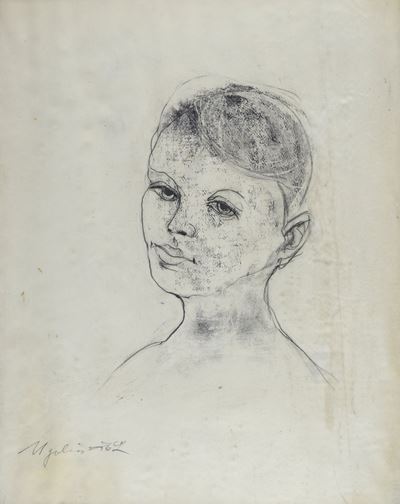 Anonimo del XX secolo, Ritratto a carboncino su carta