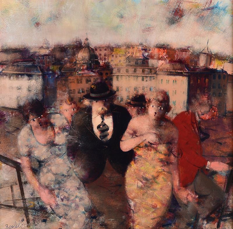 Carlo Giorgio Roselli - Figure, olio su tela