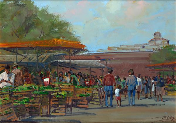 Lorenzo Palazzi - Mercatino delle verdure in Piazza Garibaldi