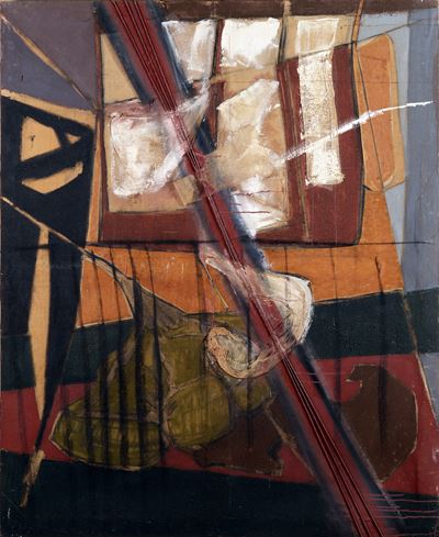 Anonimo del XX secolo, Composizione astratta, tecnica mista su tela (165x135 cm)