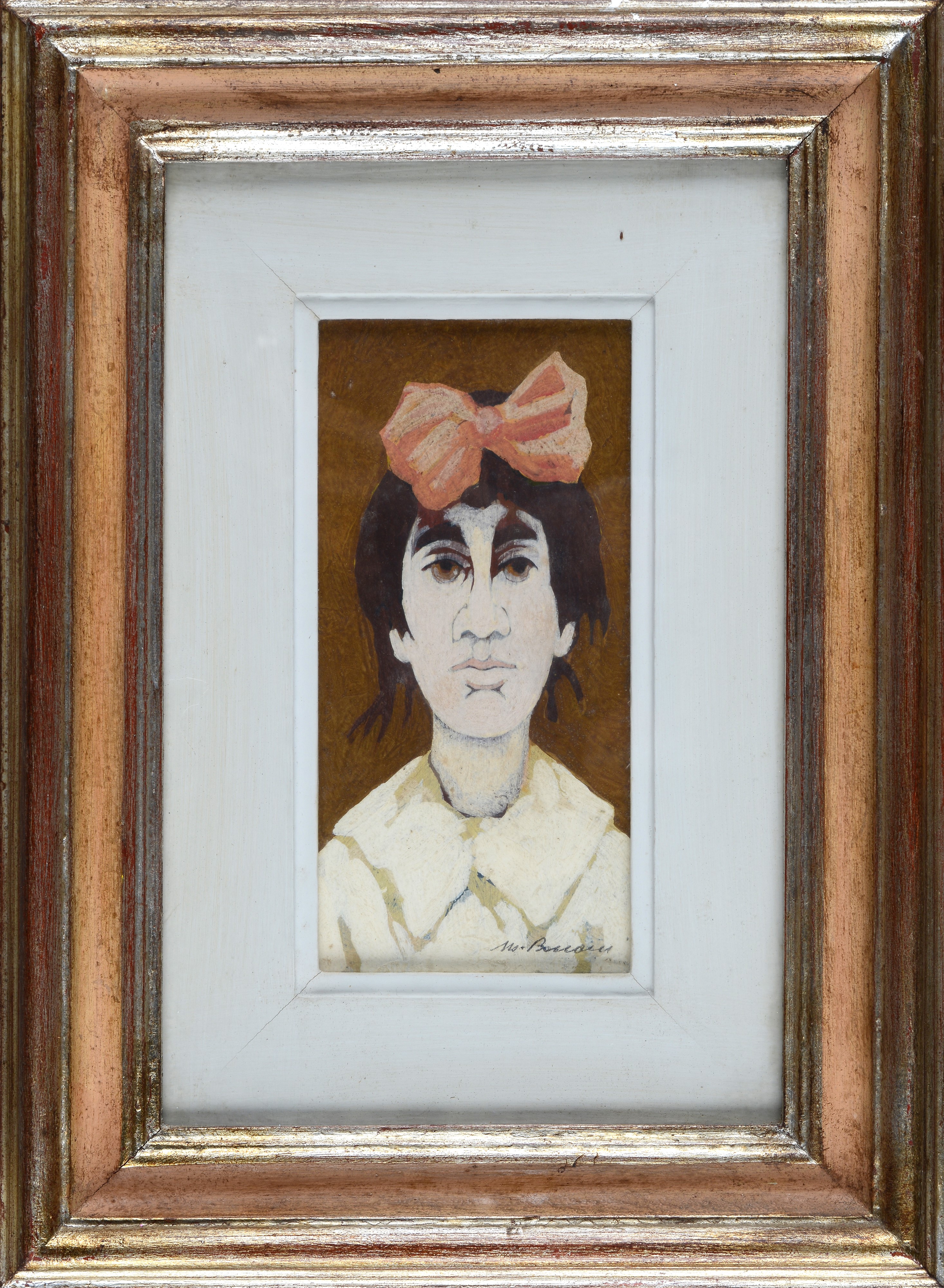 Marcello Boccacci - Volto di ragazza, olio su cartoncino