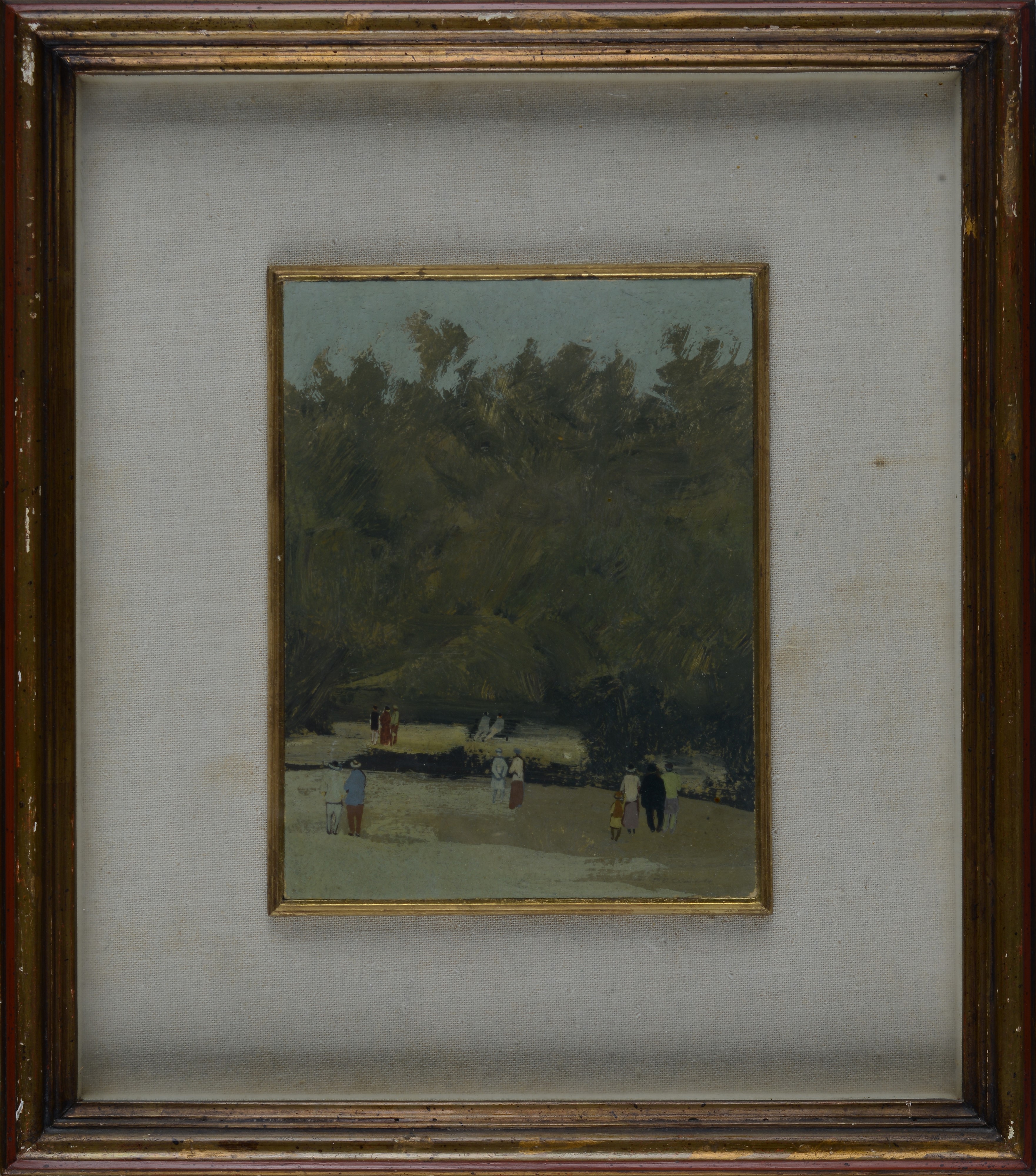 Marcello Boccacci - Passeggiata, olio su tavoletta