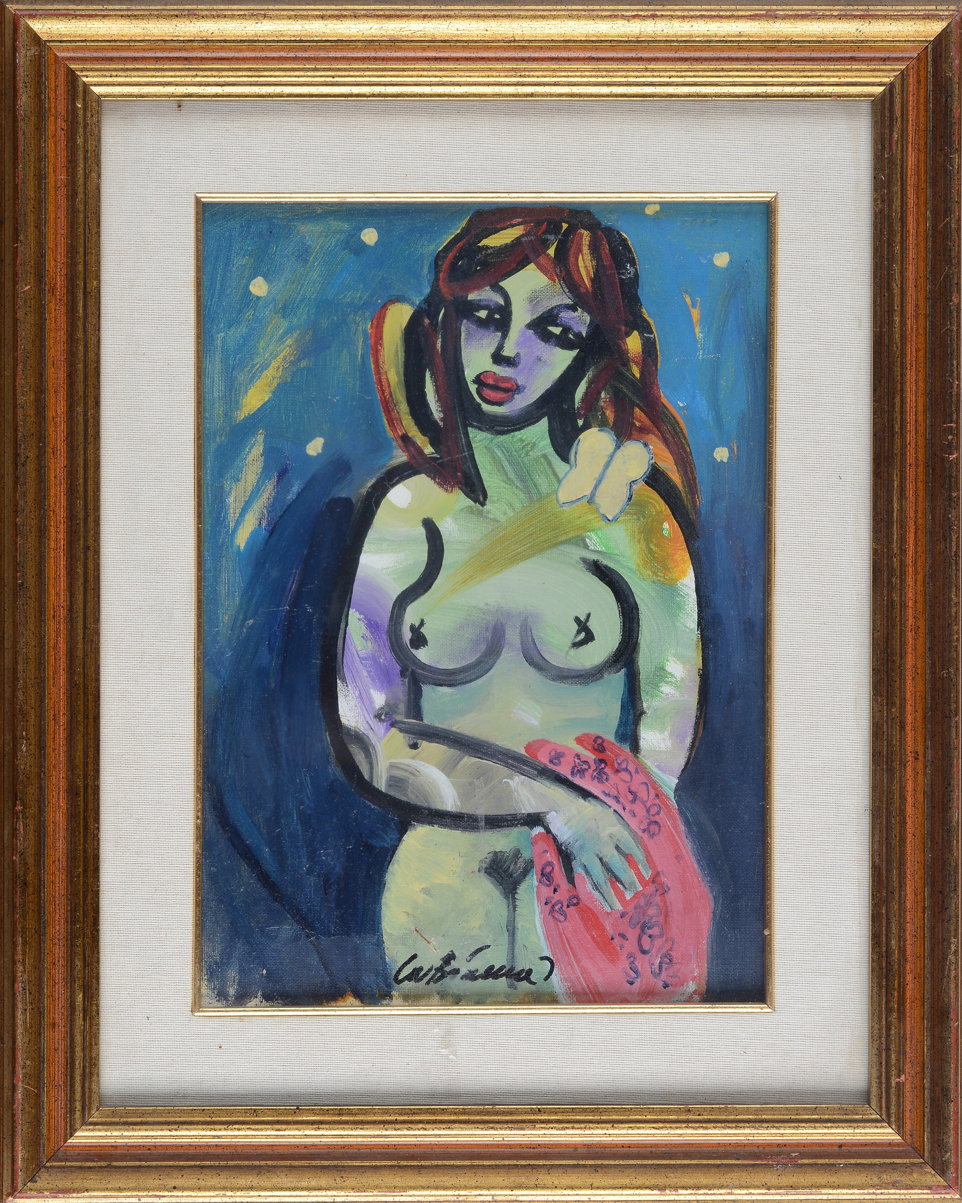 Dino la Bianca - Nudo, olio su cartone telato