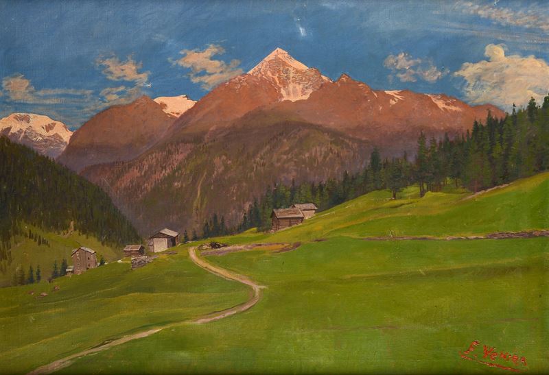 Anonimo, XX Sec. - Anonimo, XX secolo, Paesaggio di montagna