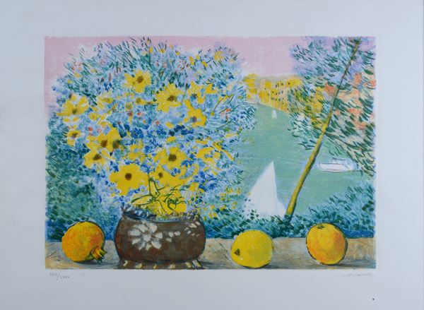 Michele Cascella - Natura morta con limoni