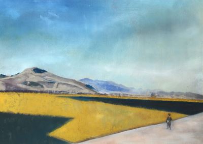 Paesaggio con figura, olio su tela